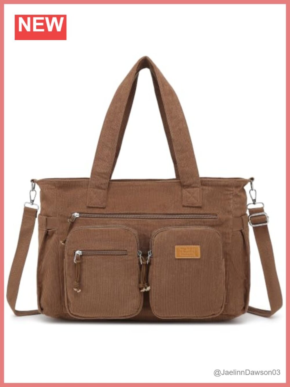 Corduroy Satchel Shoulder Bag Crossbody Work Tote Laptop Travel Purse